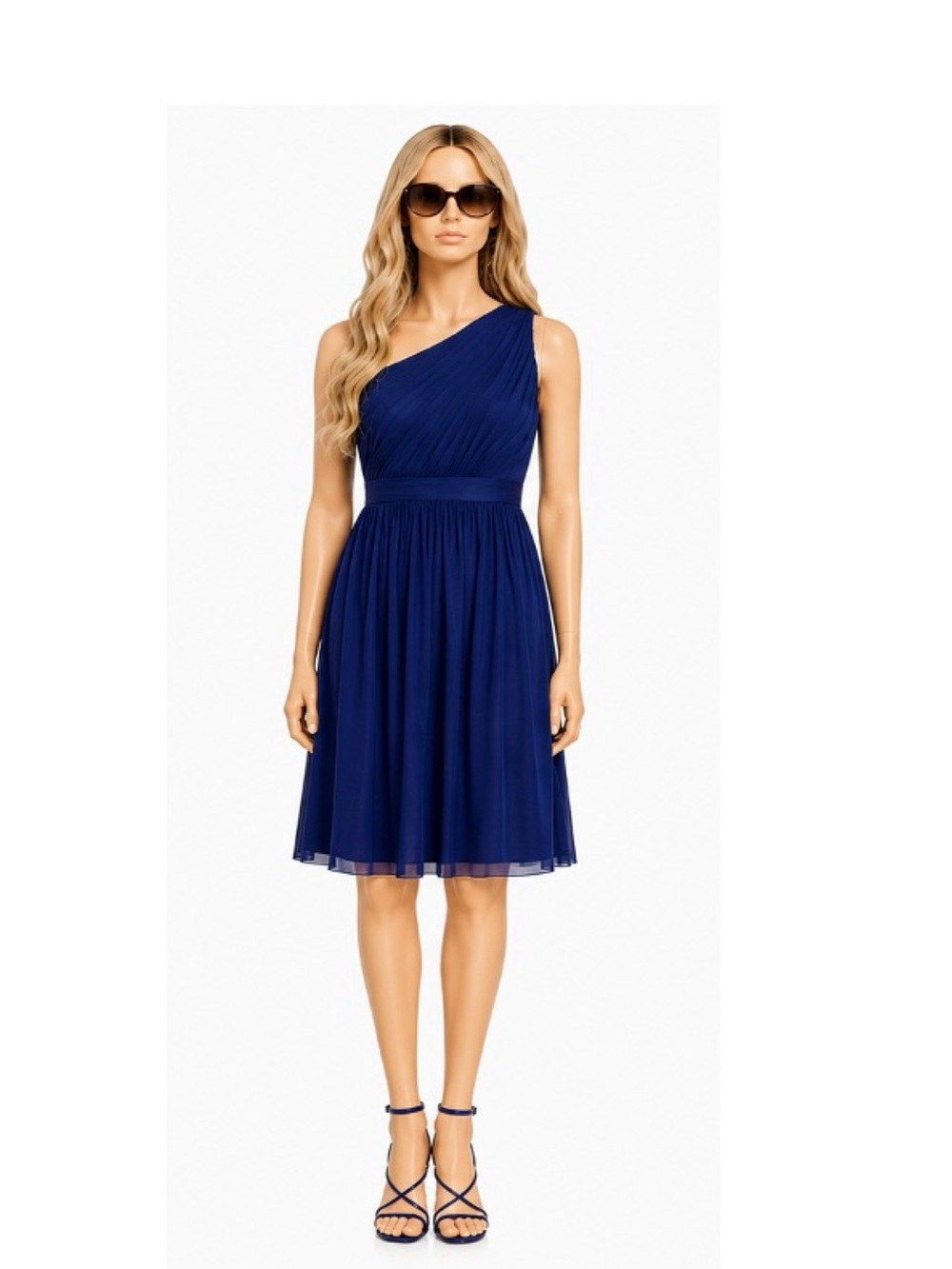 J.Crew Kylie One-Shoulder Silk Chiffon Dress Navy Blue Size 4